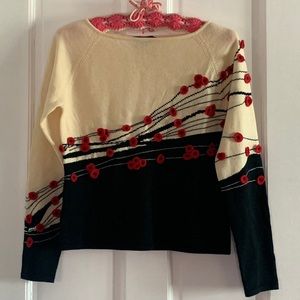 Jon Beaded & Appliqué Wool Sweater M